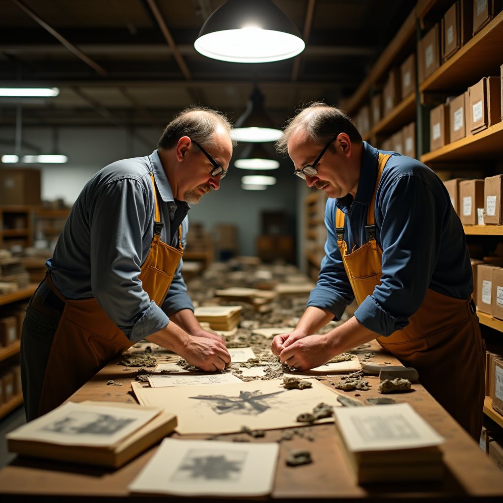 Mining Life team documenting mining artifacts