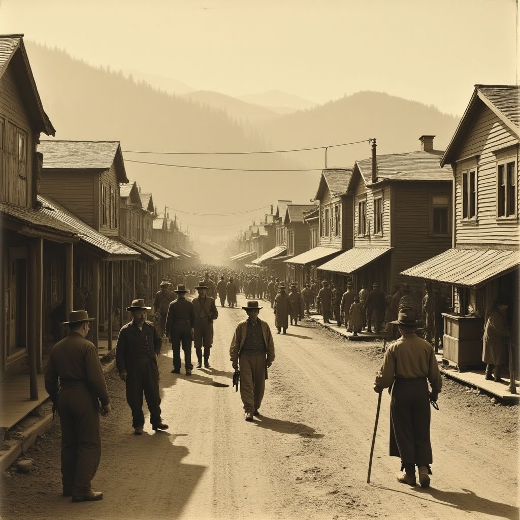Historical gold rush town showing community development