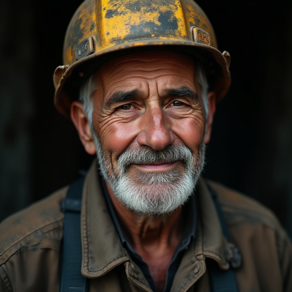 Portrait of retired coal miner sharing his experience