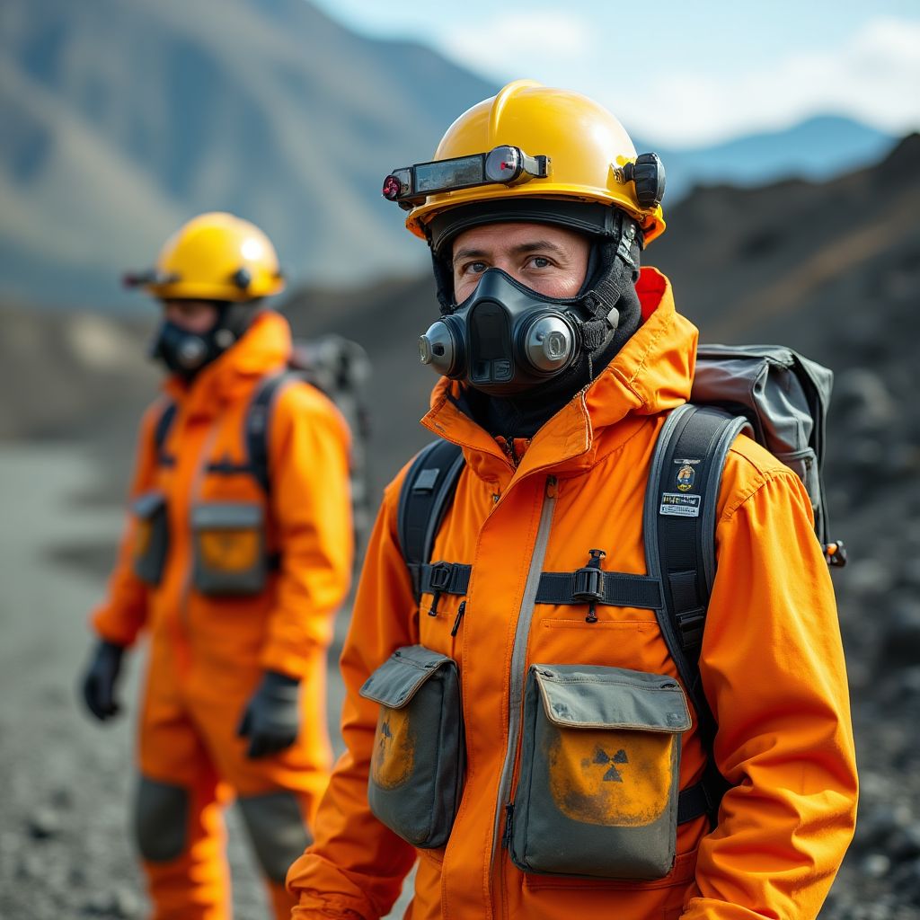 Uranium mining with safety measures and protection equipment